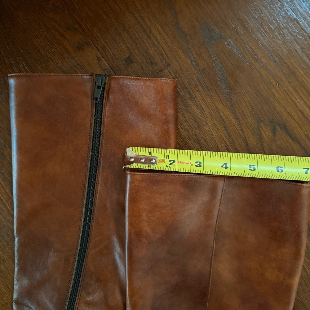 J. Crew Tan Italian Leather Heeled Boots 7.5 - Picture 4 of 9